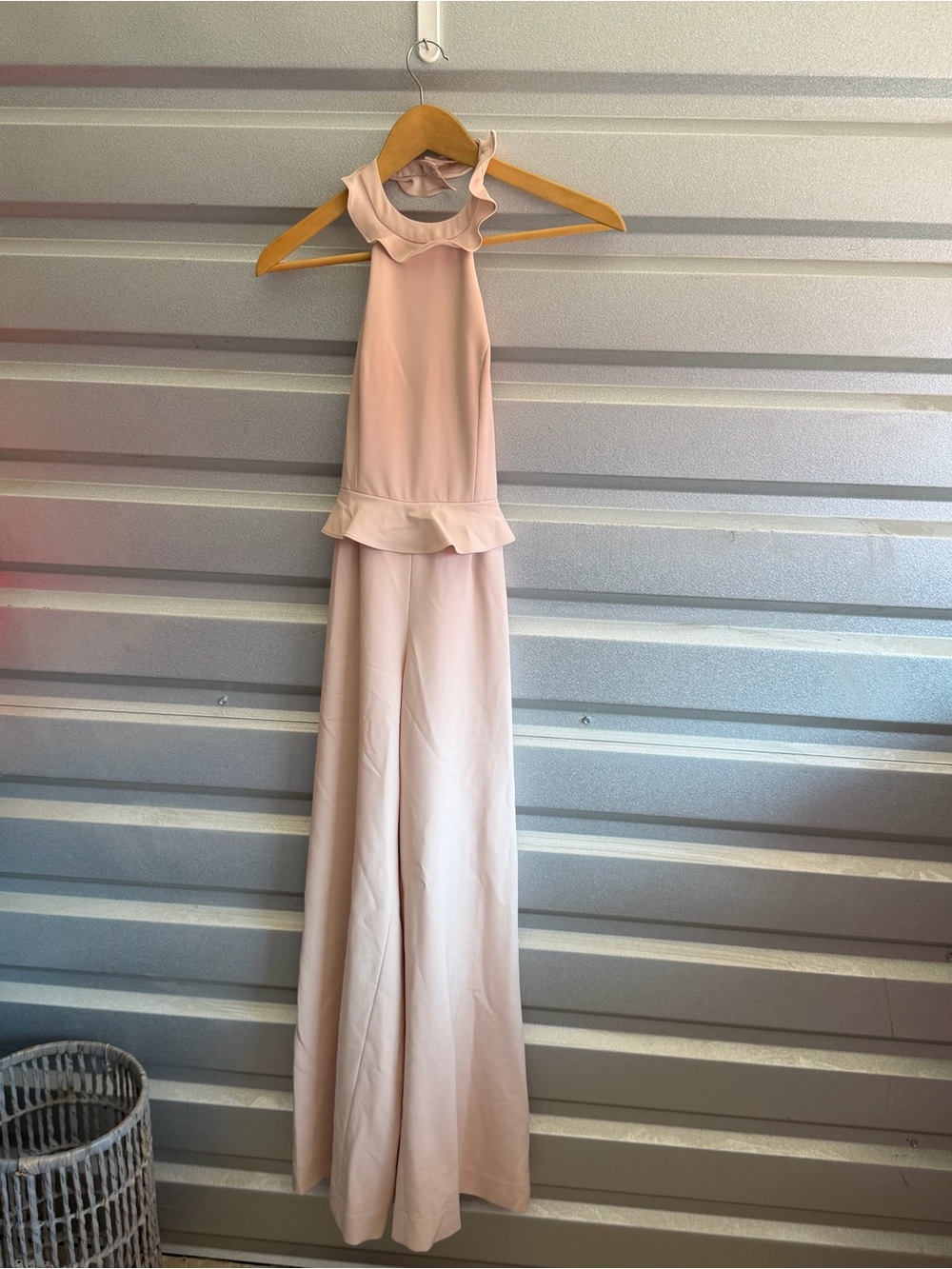 jay godfrey halter peplum wide leg jumpsuit